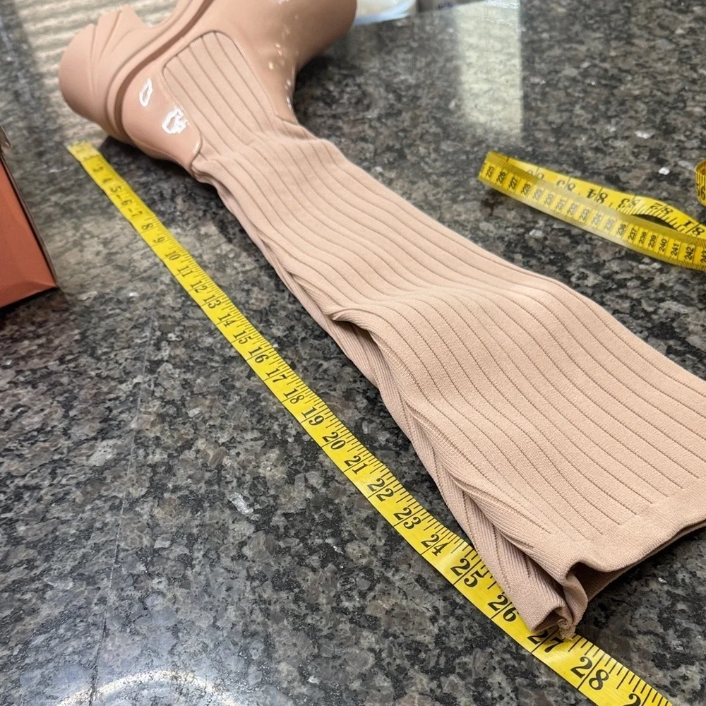 Lemonade platform Over the Knee Cream sock Boots NEW 9
